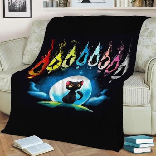 Black Cat Paw Silhouette Flannel Throw Blanket 3D Printed Keep Warm Sofa Child Blanket Home Decor Textiles Dream Family Gift