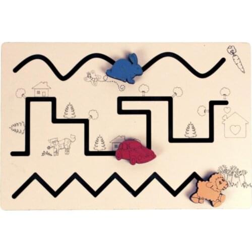 Wood Activity Board For Baby and Children Montessori Educational Toy Improves Manual Dexterity Games Animals Maze Girls Boys