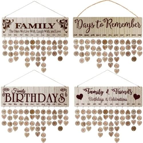 Wooden Birthday Gift Reminder Wall Hanging Family Celebration Calendar Anniversary Reminder for Friend Gifts Tracker Plaque