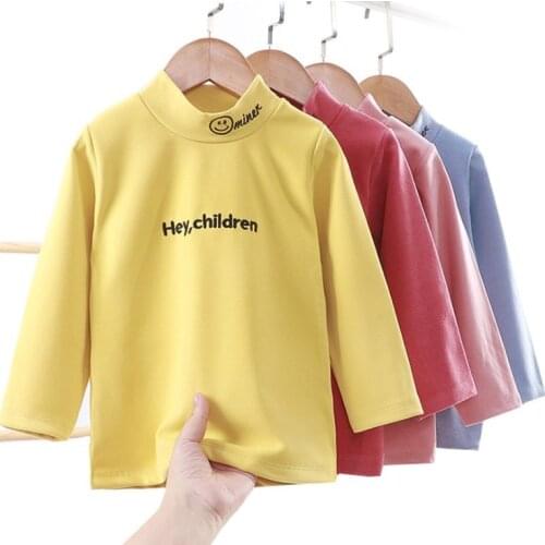 Childrens bottom T shirt Long sleeves warm Autumn winter Boys Girls velvet Turtleneck T shirt baby Tops outwear 6 8 10 12 14 Y