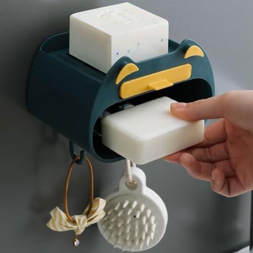 Double Layer Soap Box With Lid Drain Rack Wall Mounted Soap Box Wall Hanging Bathroom Soap Box Toilet Soap Box With Towel Hook