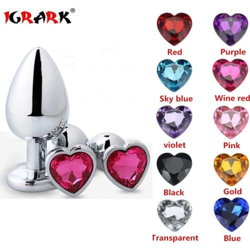 IGRARK Stainless Steel Anal Beads Crystal Jewelry Heart Butt Plug Stimulator Sex Toys Dildo Anal Plug Hot Sale