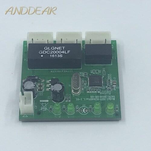OME 3 Ports Switch module PCBA 4 Pin Header UTP PCBA Module with LED Display Screw hole positioning Mini PC Data OEM Factory