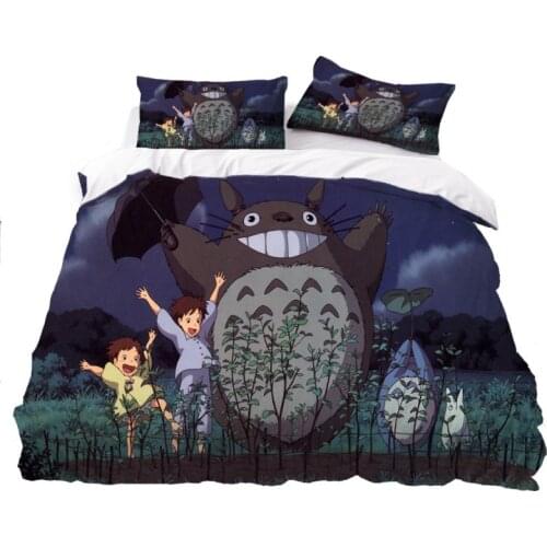 Cute Totoro Quilt Set With 3D Printed Duvet Quilt Set With Double Bed Set With Queens Extra Large Home Textile Set