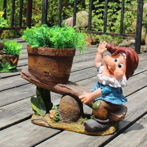 CREATIVE ARTS SEVEN DWARFS ART SCULPTURE LITTLE MAN VASE FLESHY FLOWER POT RESIN VASE HOME DECOR FLOWER ARRANGEMENT R4886