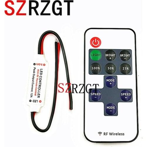 Mini DC12V Led Controller Dimmer Wireless RF Remote to Control Single Color Strip Lighting 3528 5050 led strip