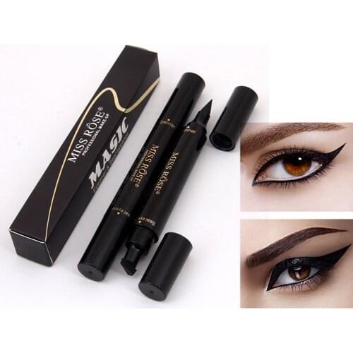 Miss Rose Brand Makeup Liquid Eyeliner Pencil Quick Dry Waterproof Black Eye Liner With Seal Stamp Beauty Eye Pencil #250047