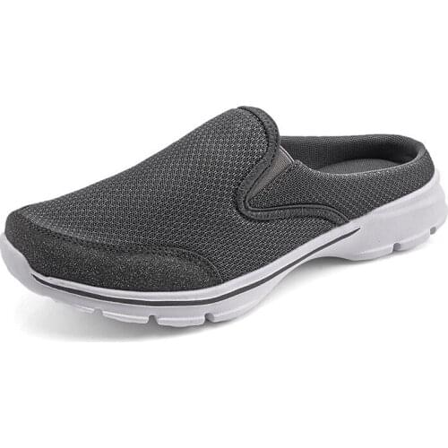 New Mens Casual Shoes Summer Trendy Semi-slippers Walking Shoes Men Home Shoes Mesh Breathable Slip-on Sneakers Male Footwear