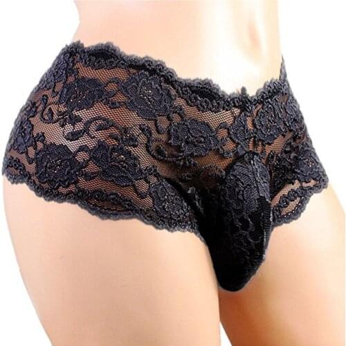 Mens Sissy Underwear Lace Thongs Enhance Pouch Gay Jock Strap Solid Low Waist Tanga Hombre Plus Size String Homme Underpant