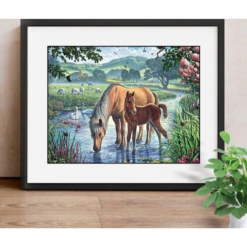 5D DIY Diamond Painting Animal Full Square Rhinestone Mosaic Wall Decor Diamond Embroidery Cross-stitch Kits Horse NEW