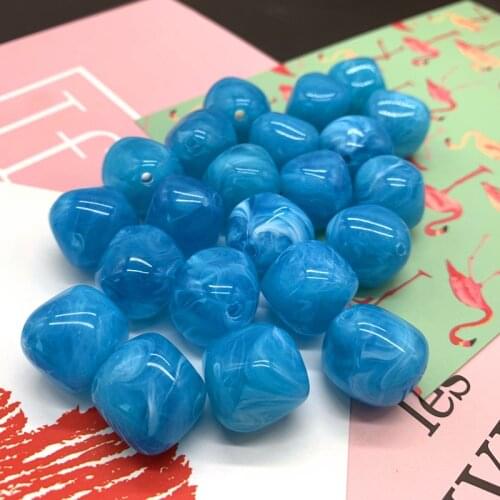 New 10 Pcs Irregular Round Acrylic Beads Spacer Loose Beads For Jewelry Making DIY Bracelet #Sky Blue