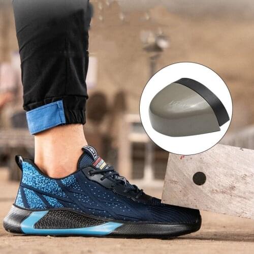 Autumn Safety Shoes Steel toe Men Fashion Anti-smashing Mens Work Shoes Black Breathable Comfortable Sports Shoes