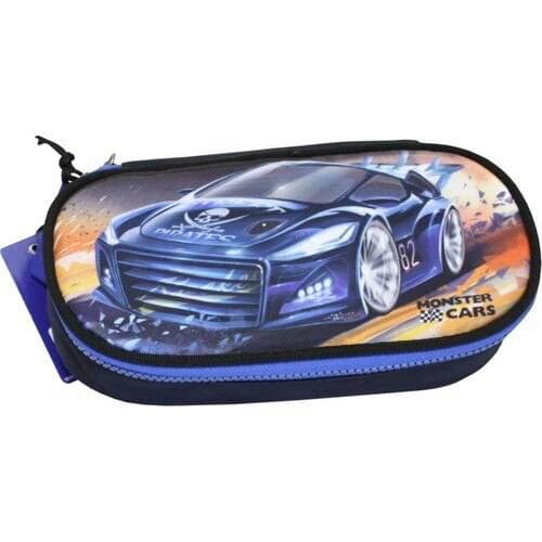 Monster Cars Pencil Box School Supplies Penholder Blue Large Capacity 22,5x11x6cm