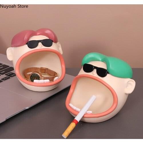 Cartoon Character Ashtray Cute Funny Creative Ashtray Living Room Desk Desktop Anti Fly Ash Storage Box Home Decoration Ashtray