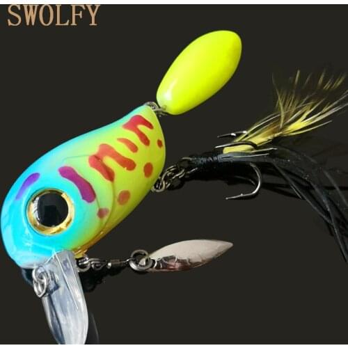 Swolfy 4cm 8g Hard Lures Fishing Minnow Bait Treble Hooks Floating Crankbait Wobblers Fishing Tackle With rotating sequins