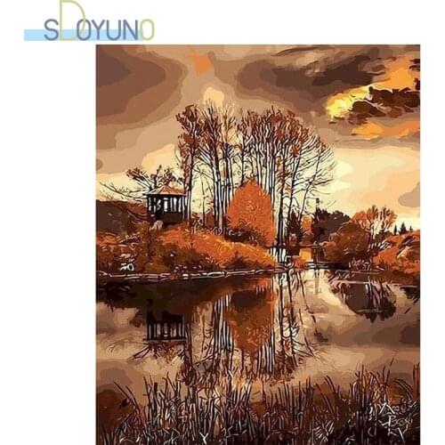SDOYUNO 60x75cm Painting By Numbers Kits DIY Landscape Pictures By Numbers On Canvas Scenery Frameless Hand Painting Home Decor