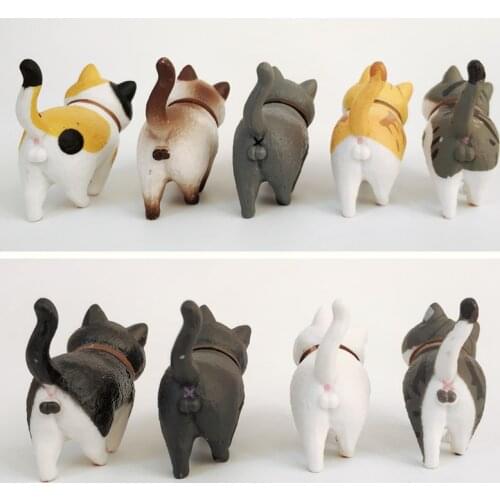 1Pcs Cute Mini PVC Animation Model Cat Doll Figures Toy Creative Individuality Handicraft Ornaments Dashboard Balcony Decoration
