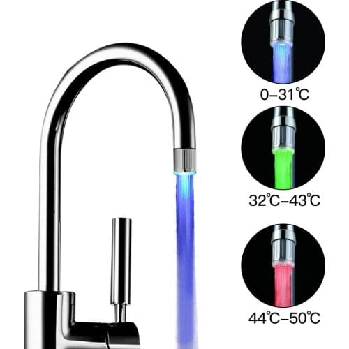 Led temperature control faucet kitchen bathroom faucet temperature control three-color color faucet aerator with adapter