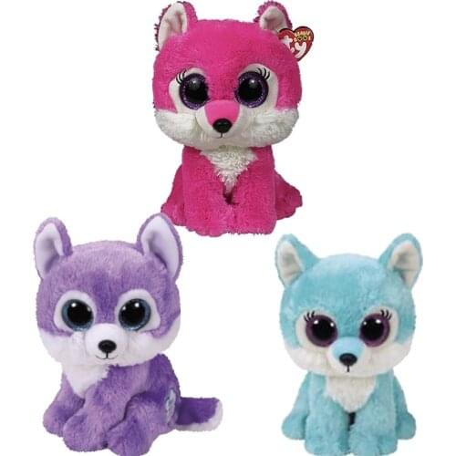 Ty Big Beanie Boos Big Eyes Beautiful Plush Toy Animal Fuchsia Wolf series Collection Doll Girls Child Christmas Birthday Gift