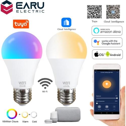 Dimmable 15W WiFi Smart Light Bulb B22 E27 LED RGB Lamp Work with Alexa/Google Home RGB+White Dimmable Timer Function Magic Bulb