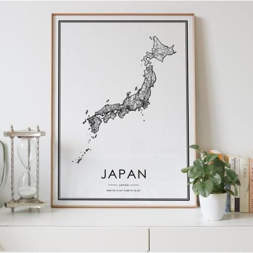 Japan country Road map Nordic Living Room Decoration Canvas Poster Modern Home Decor Art Print Painting
