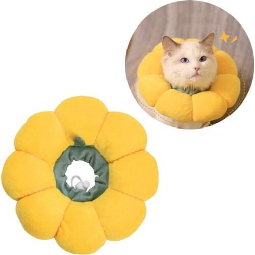 28TC Cat Neck Cone Recovery Healing Protective Soft Cotton Cat Collar