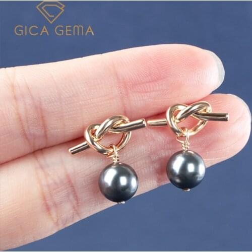 GICA GEMA Classic 925 Sterling Silver Freshwater Black Pearl Earrings for women Fine Jewelry