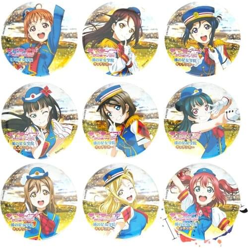 Love Live Sunshine Anime Badge Hanamaru Dia Yoshiko Riko Ohara Mari Kanan Watanabe You Chika Aqours Metal Badge Brooch Pins