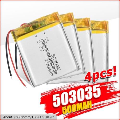 1/2/4 Pcs 3.7V 500mAh 503035 Rechargeable Lithium Li-ion Li-po Polymer Battery For PSP PDA MP3 MP4 GPS Headset Speaker