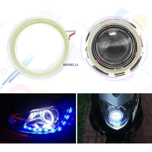 2PCS White Car LED Light Angel Eye Circle Angel Eye Fog Light For COB Ring DRL Halo Headlight Lamp