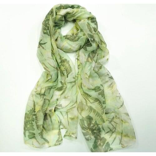 2021 Soft Ombre Leaf Pattern Scarves Shawls Beautiful Head Leaves Scarf Wrap Hijab Free Shipping