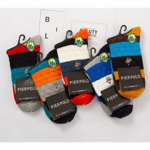 2020 New Winter Fashion Brand Polo Mens Cotton Socks Breathable Business Casual Sock Long Crew Socks Male Mix Color 5 Pair/Lot