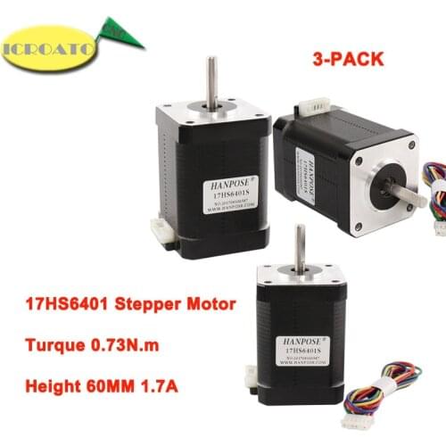 3-Pack 4-lead Nema17 Stepper Motor for 3D printer 42 motor Nema 17 motor 42BYGH 60mm 1.7A (17HS6401) motor for CNC XYZ
