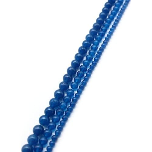 Natural Jades Stone Light Blue Chalcedony Beads For Jewelry Making DIY Bracelet Necklace 4 /6 /8 / 10 /12 mm 15'' Wholesale