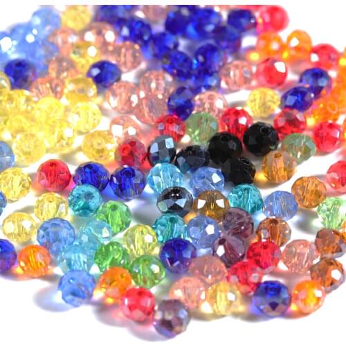 145pcs4 6 8mm Czech Loose Rondelle Crystal Beads For Jewelry Making Diy Needlework AB Color Spacer Faceted Glass Beads Wholesale