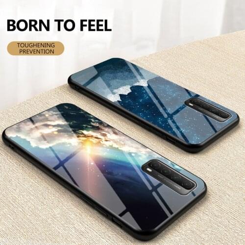 P Smart2021 LUXURY Case Tempered Glass Back Panel for Huawei P Smart 2021 Case PPA-LX2 L22 L02 L21 360 Protect TPU Bumper Cover
