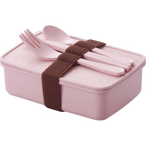 Eco-Friendly Bamboo Fiber Bento Box Portable Lunch Boxes with Tableware BPA Free Food Container