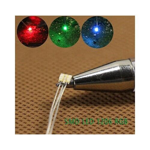 Evemodel T1206RGB 20pcs Pre-soldered micro litz wired leads Red Green Blue SMD Led 1206 railway model building kit