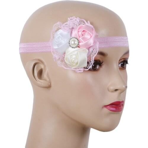 Girls Headwear Hair Bands Lace mix Rose Baby Flower headbands Children Hair Accessories