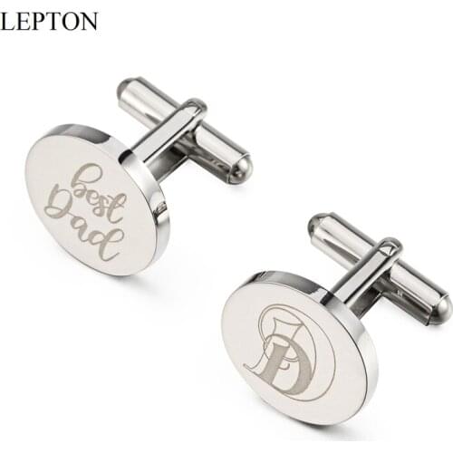 Hot Sale Stainless Steel Cufflinks For Mens Lepton Laser Engraving Best Dad Cuff Links Fathers Day Cufflink Relojes Gemelos