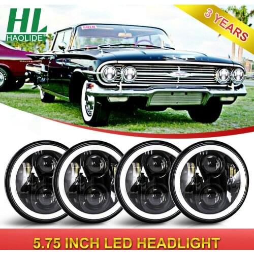 HAOLIDE Motorcycle Car Led Light 85W 5-3/4" 5.75" inch LED Projector Headlight DRL Angel Eye Motor Bike Head Lights