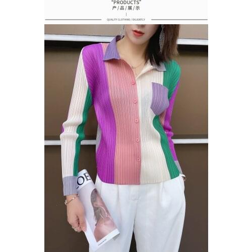 HOT SELLING Miyake fashion turn-down collar pantchwork Folds long sleeve Single-breasted coat IN STOCK