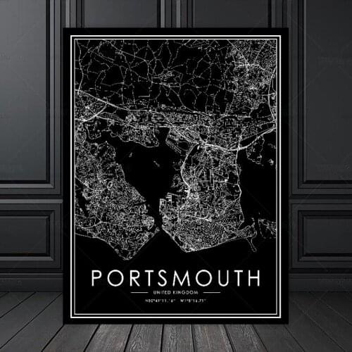 PORTSMOUTH country Road map Nordic Living Room Decoration Canvas Poster Modern Home Decor wall Art Print Painting framed