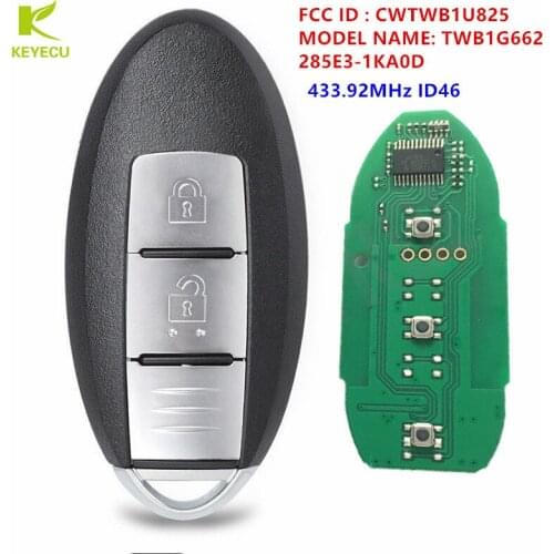 KEYECU Replacement Smart Remote Key Fob 433MHz ID46 for Nissan Mircra Juke Note Leaf Cube Navara for Renault Alaska TWB1G662