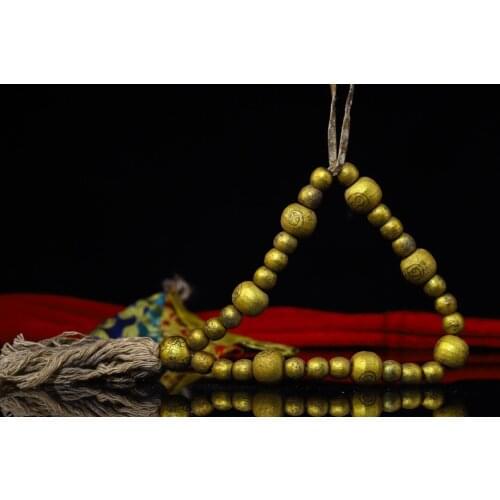 12"Tibet Temple Collection Old Medicine beads Hand held Hanging beads Master wear Monk Chanting bead Town House Exorcism