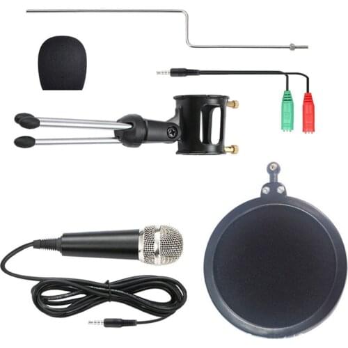 Microphone Condenser 48kHz 3.5 mm Jack Microfone Karaoke Mic With Stand for Android Phone PC Multi-Microphone Singing Recording