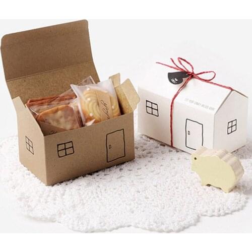 10pcs Brown White Cupcake Box Chocolate Box Party Favors Cookie Box Packaging for Christmas New Year Table Decor