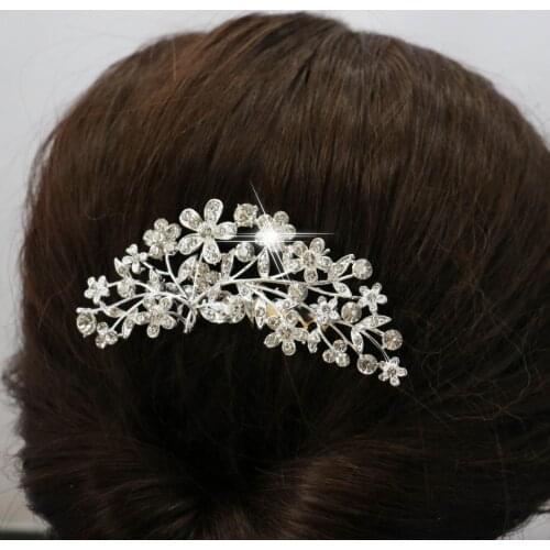 Beautiful Bride Flower Hairpin Leaves Hair Comb Elegant Hair Clips Female Crystal Jewelry Hair Accessories Valentines Day Gift