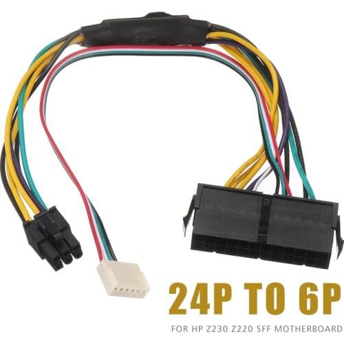 Mayitr 1pc 12 Inch ATX PSU 24-Pin to Dual 6-Pin Power Cable 18AWG Durable Power Supply Cables For HP Z220/Z230 Mainboard