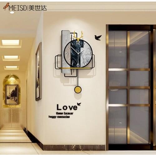 MEISD Modern Design Wall Clock Creative Watch Pendulum Living Room Decorative Grey Horloge Square Art Home Decor Free Shipping